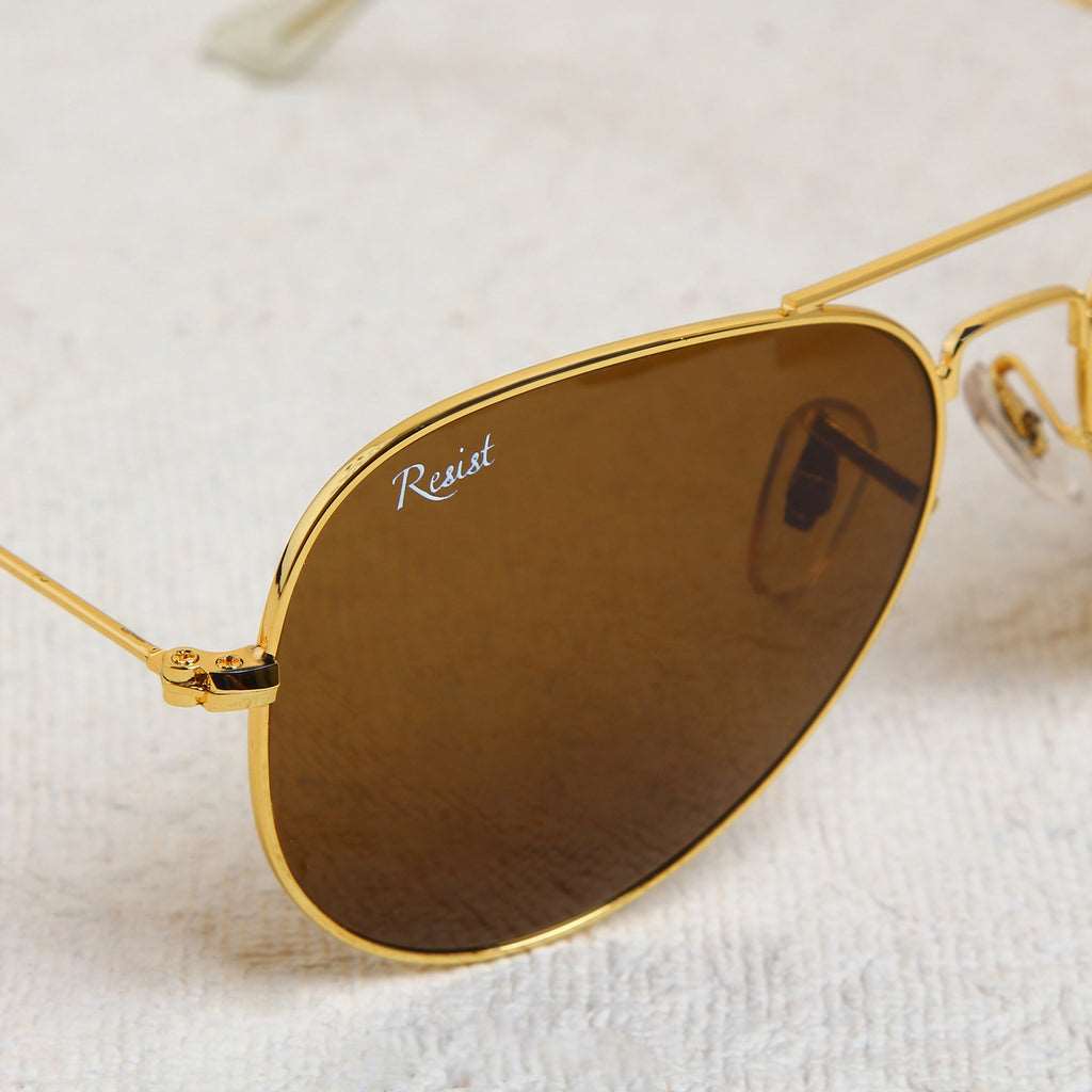 Buy Designer Gold Frame Brown Aviator Sunglasses for Men -SunglassesMart