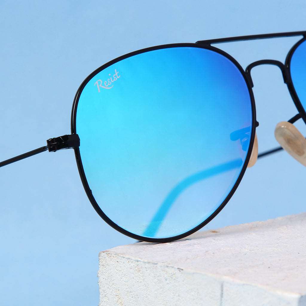 Buy Designer Black Ocean Blue Reflector Sunglasses For Men Women-SunglassesMart