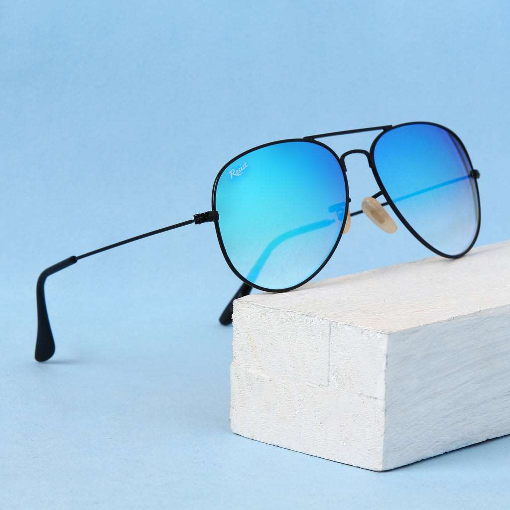 Buy Designer Black Ocean Blue Reflector Sunglasses For Men Women-SunglassesMart