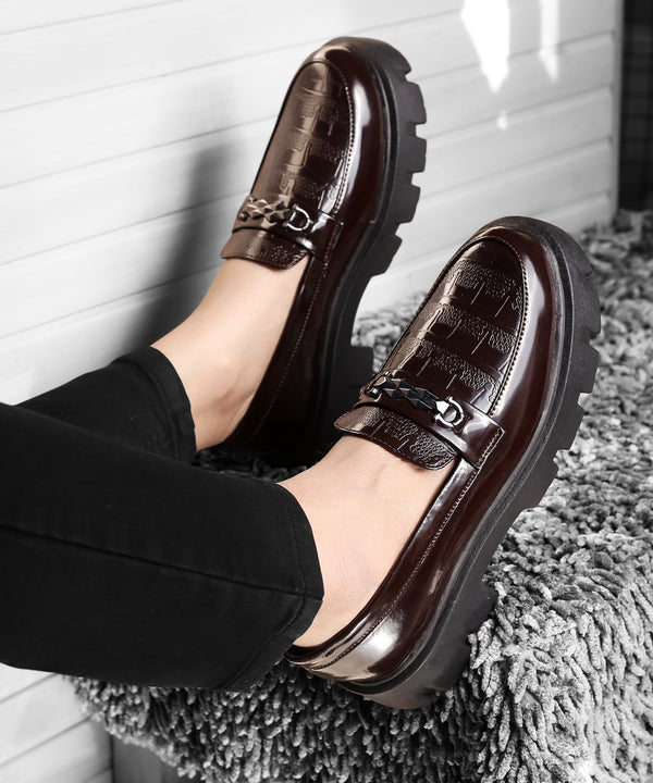Premium Patent Vegan Buckle Slip-Ons for Men | British Casual Loafers Sneakers