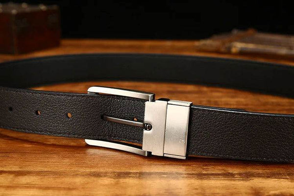 Italian Genuine Leather Men's Belt with Pin Buckle - SunglassesMart