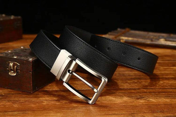 Italian Genuine Leather Men's Belt with Pin Buckle - SunglassesMart