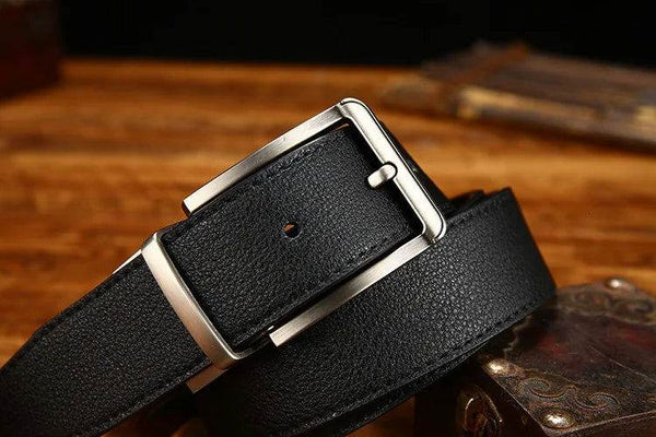 Italian Genuine Leather Men's Belt with Pin Buckle - SunglassesMart