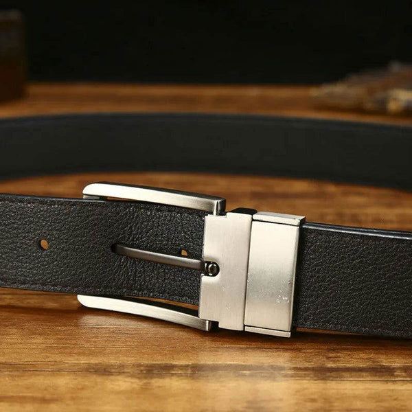 Italian Genuine Leather Men's Belt with Pin Buckle - SunglassesMart