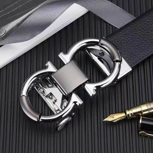 Sunglasses Mart Metal Design Auto Buckle Designer Genuine Leather Belt For Men - SunglassesMart