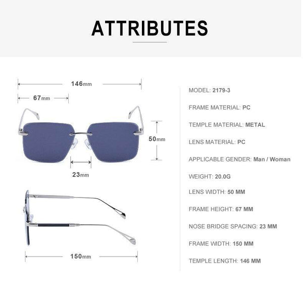 Sunglass Lover Oversize Square Rimless Fashion Sunglasses - SunglassesMart