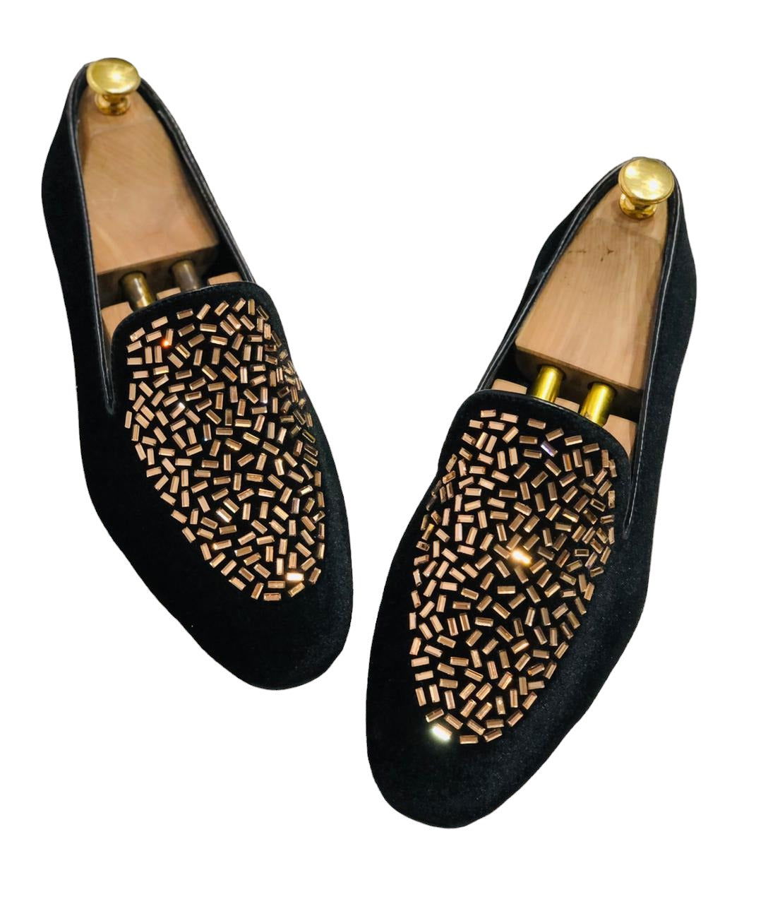 Jack Marc Shimmer Rhinestone Suede Moccasin Loafer For Men - JACKMARC.COM
