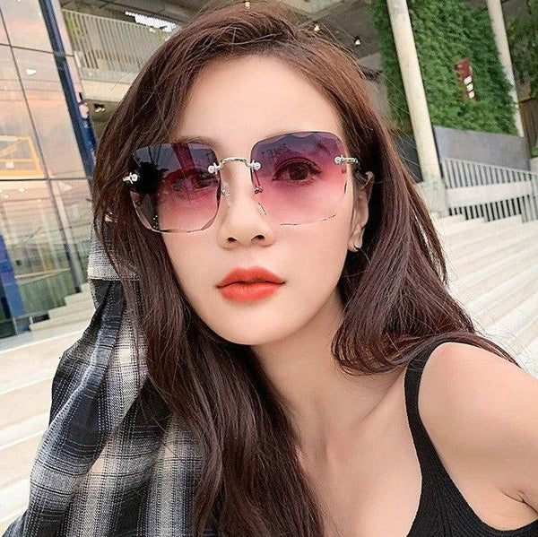 Sunglass Lover Trendy Rimless Oversize Square Sunglasses - SunglassesMart