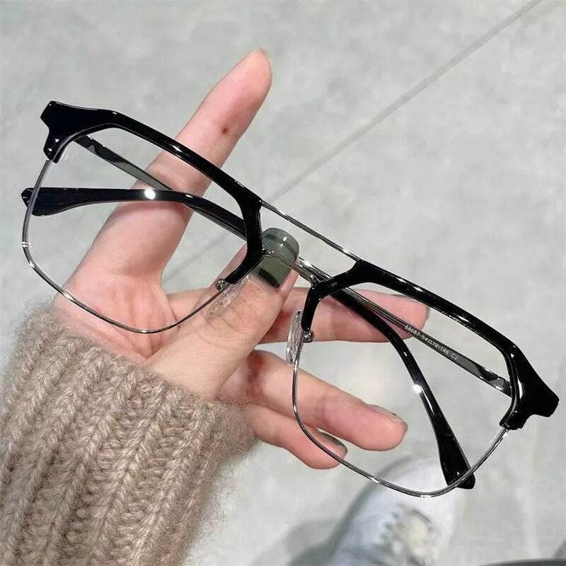 Luxury Square Frame Myopia Glasses Office Women Men Anti-blue Glasses
