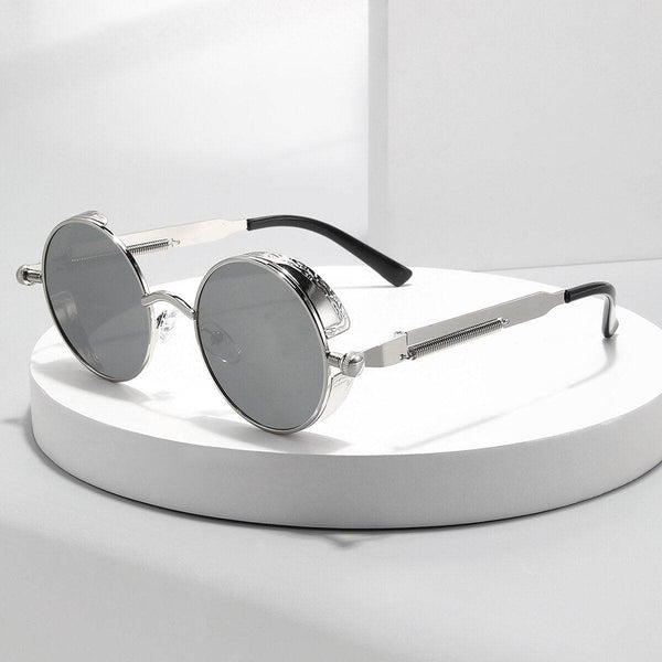 Metal Style Steampunk Fashion Men Retro Round Sunglasses-Sunglass Lover - SunglassesMart