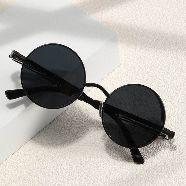Metal Style Steampunk Fashion Men Retro Round Sunglasses-Sunglass Lover - SunglassesMart
