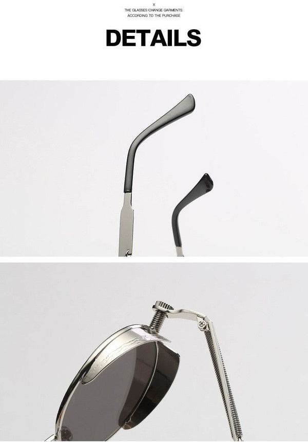 Metal Style Steampunk Fashion Men Retro Round Sunglasses-Sunglass Lover - SunglassesMart