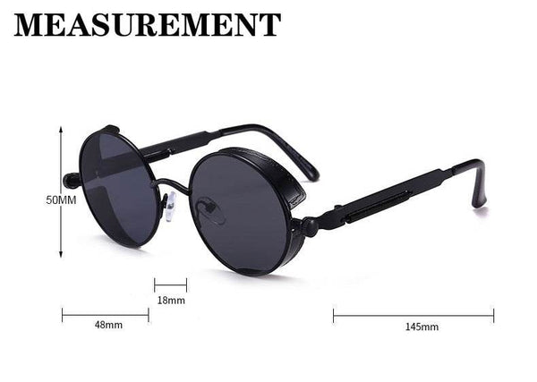 Metal Style Steampunk Fashion Men Retro Round Sunglasses-Sunglass Lover - SunglassesMart