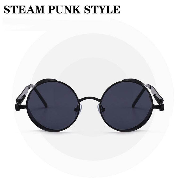 Metal Style Steampunk Fashion Men Retro Round Sunglasses-Sunglass Lover - SunglassesMart