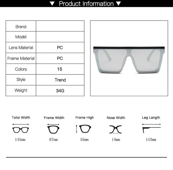 Oversized Square Sunglasses - Vintage Big Frame - SunglassesMart