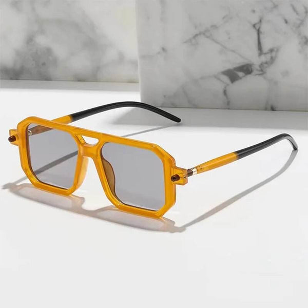 Vintage Double Bridge Sunglasses - Unisex Fashion Square Gradient Sun Glasses - SunglassesMart