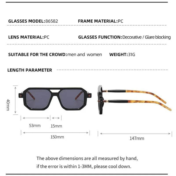Vintage Double Bridge Sunglasses - Unisex Fashion Square Gradient Sun Glasses - SunglassesMart