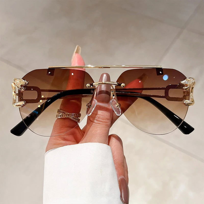 Vintage Rimless Pilot Sunglasses 