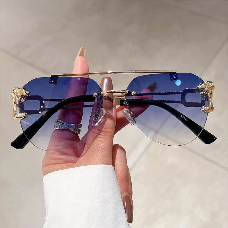 Vintage Rimless Pilot Sunglasses 