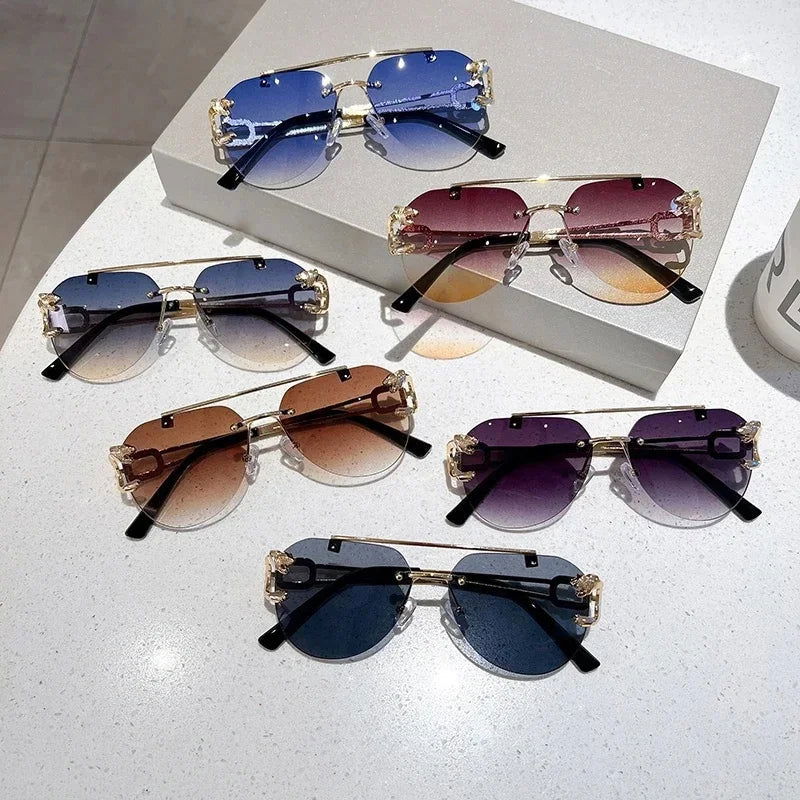 Vintage Rimless Pilot Sunglasses 