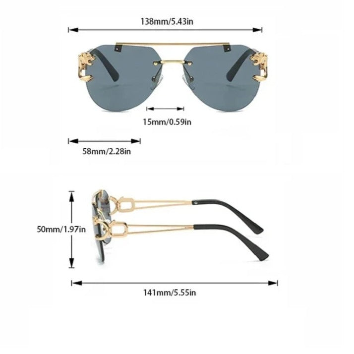 Vintage Rimless Pilot Sunglasses 