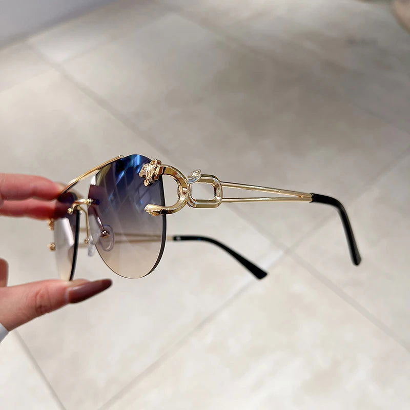 Vintage Rimless Pilot Sunglasses 