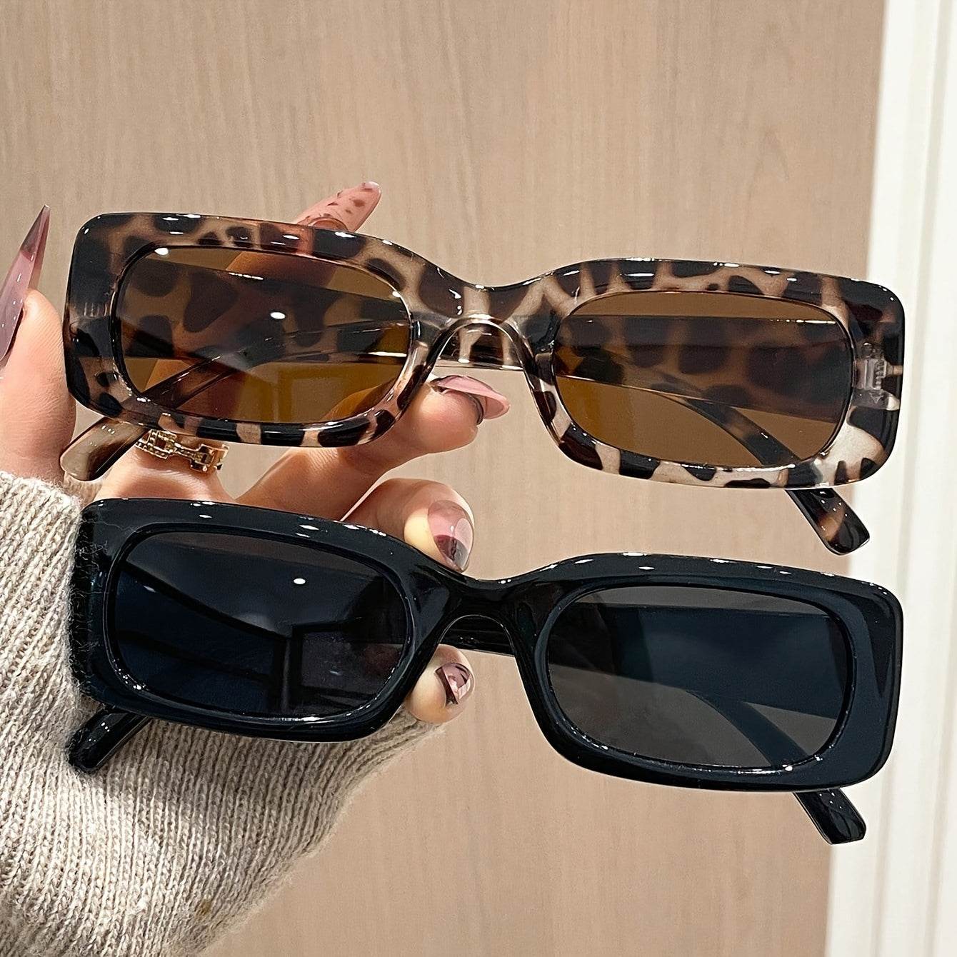 Women’s Small Square Classic Fashion Glasses – Leopard/Black - SunglassesMart