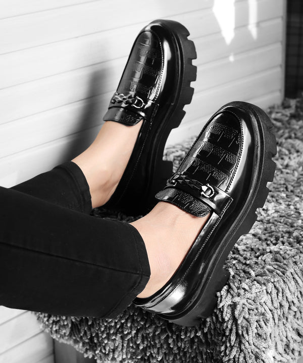 Premium Patent Vegan Buckle Slip-Ons for Men | British Casual Loafers Sneakers