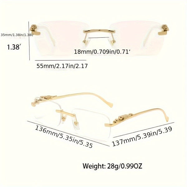 Men’s Retro Rimless Glasses – Golden Frame Clear Lens Eyewear