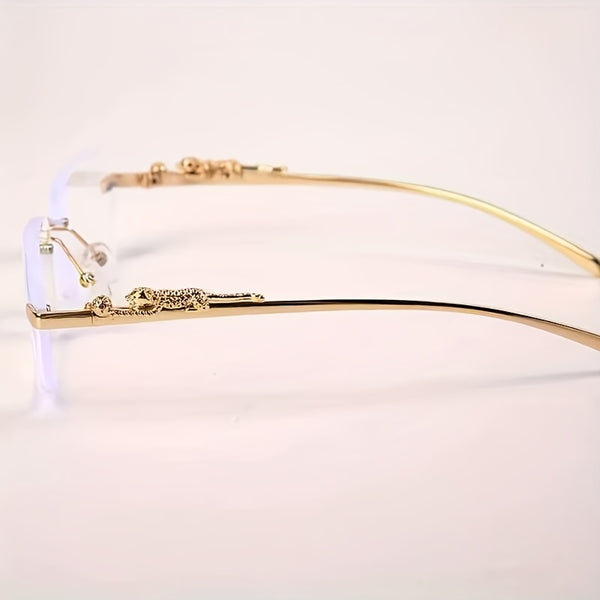 Men’s Retro Rimless Glasses – Golden Frame Clear Lens Eyewear
