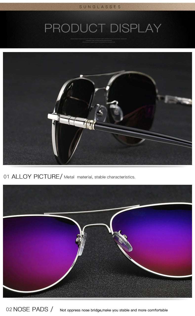 Buy Aviation Metail Frame Quality Oversized Spring Leg Alloy Men Polarized Sunglasses -SM