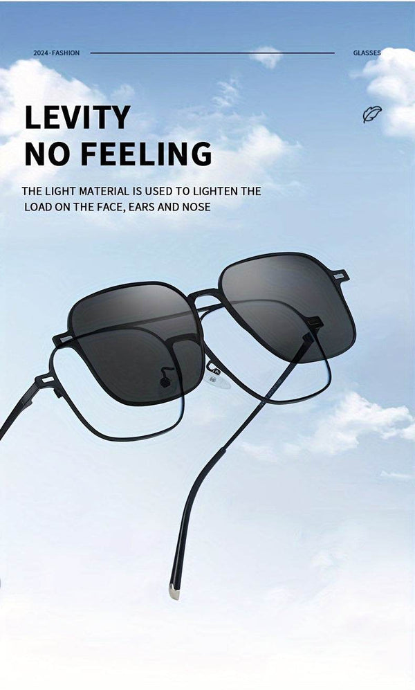 Metal Blue Ray Cut protection frame + 2 magnet sunshade clip-ons - SunglassesMart
