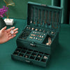 New Green 3-Layer Flannel Jewelry Organizer Box - SunglassesMart