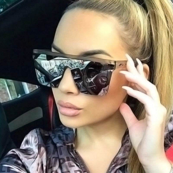 Flat Top Sunglasses Men Black Square Shades UV400 - SunglassesMart