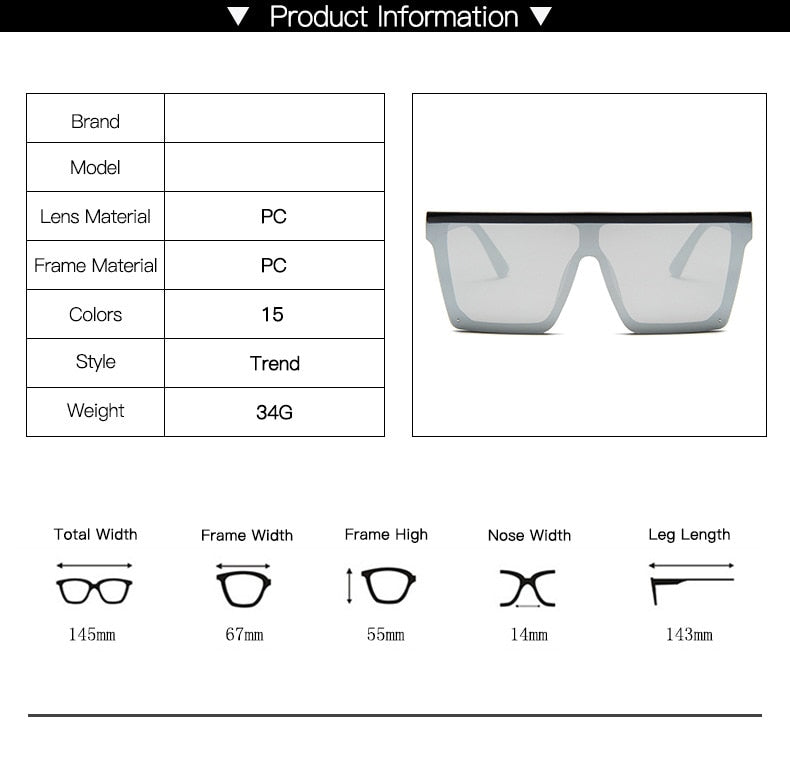 Flat Top Sunglasses Men Black Square Shades UV400