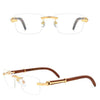Rimless Metal Wooden Eyeglasses - SunglassesMart