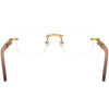 Rimless Metal Wooden Eyeglasses - SunglassesMart