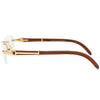 Rimless Metal Wooden Eyeglasses - SunglassesMart