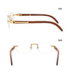 Rimless Metal Wooden Eyeglasses - SunglassesMart