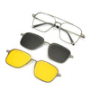 Square Metal 3-in-1 Clip-on Polarized Sunglasses - SunglassesMart