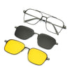 Square Metal 3-in-1 Clip-on Polarized Sunglasses - SunglassesMart