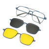 Square Metal 3-in-1 Clip-on Polarized Sunglasses - SunglassesMart