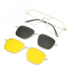 Square Metal 3-in-1 Clip-on Polarized Sunglasses - SunglassesMart