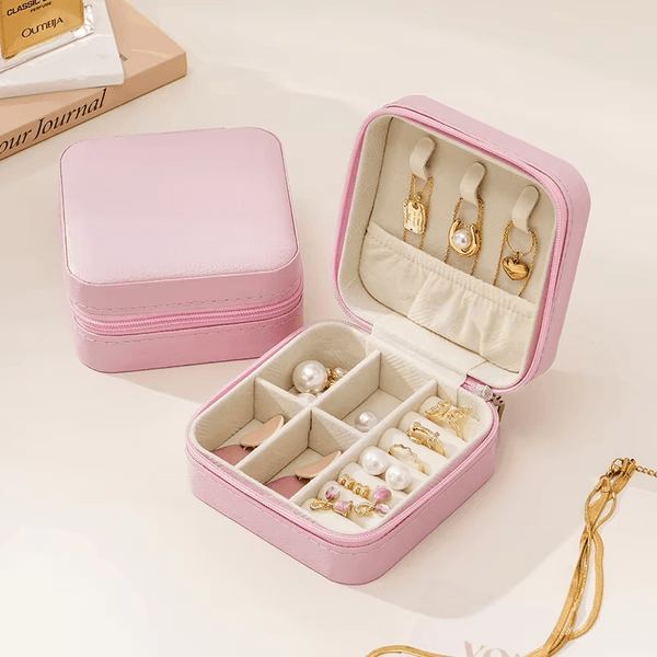 Travel-Friendly PU Leather Mini Jewelry Box – Compact | SUNGLASSES MART - SunglassesMart