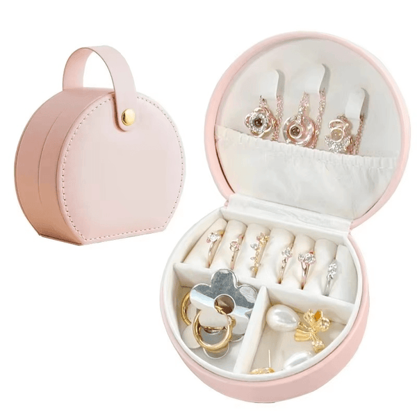 Compact Travel Jewelry Box with Handle – Elegant Organizer | SUNGLASSES MART - SunglassesMart