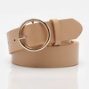 Women’s PU Leather Waist Belt with Round Alloy Buckle for Jeans & Dresses