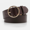 Women’s PU Leather Waist Belt with Round Alloy Buckle for Jeans & Dresses
