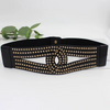 Women’s Gold Elastic Wide Waist Belt – Shiny Party Girdle Dress Accessory