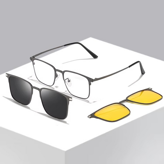 3 In 1 Polarized Clip-On Sunglasses Magnetic Optical Eyeglasses UV400