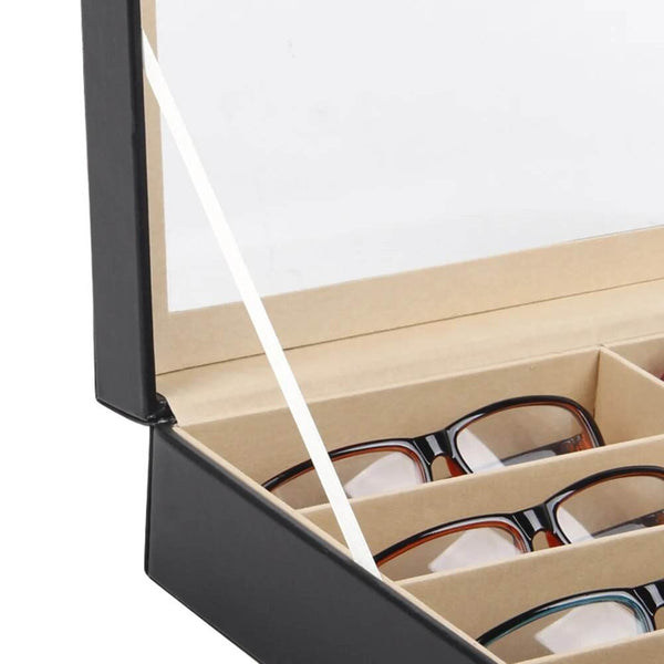 8-Grid Eye Glasses Case: Faux Leather Excellence for Your Eyewear Collection - SunglassesMart